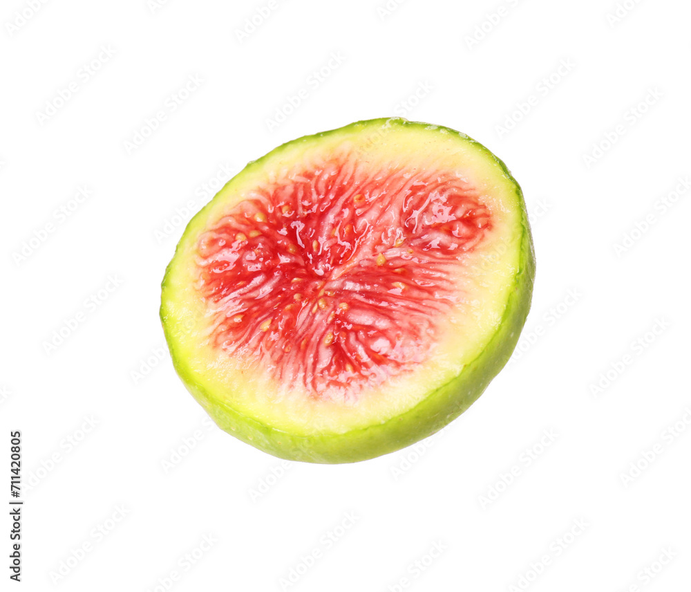 Piece of fresh green fig on white background Piece of fresh green fig on white background