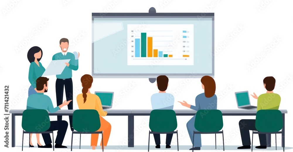 This vibrant vector illustration captures a group of experts engaged in risk assessment, surrounded by dynamic charts and data visualizations This vibrant vector illustration captures a group of experts engaged in risk assessment, surrounded by dynamic charts and data visualizations