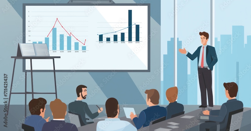 This vibrant vector illustration captures a group of experts engaged in risk assessment, surrounded by dynamic charts and data visualizations This vibrant vector illustration captures a group of experts engaged in risk assessment, surrounded by dynamic charts and data visualizations