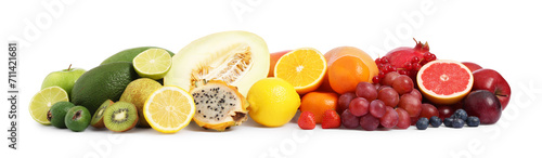 Many different fresh fruits isolated on white