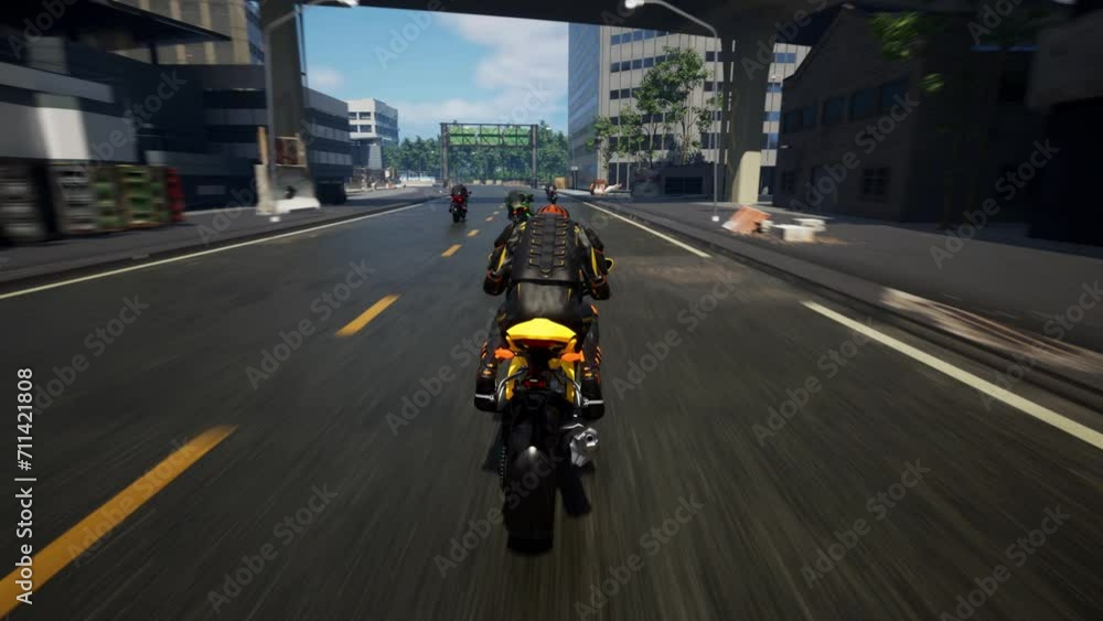 Biker rushing to finish line in the digital simulator race competition challenge. Biker losing a competition race in the virtual video game. Biker defeated by the opponents in the competition race. Biker rushing to finish line in the digital simulator race competition challenge. Biker losing a competition race in the virtual video game. Biker defeated by the opponents in the competition race.