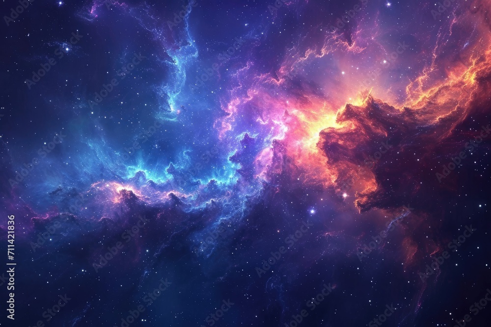 Fototapeta premium Cosmic Symphony: A Stellar Spectacle of Glowing Nebula Clouds