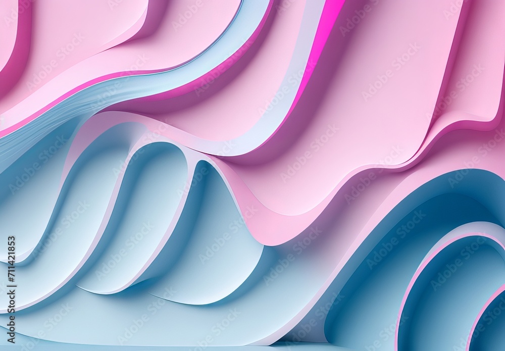 Fototapeta premium 3D render of a colorful iridescent holographic background. Colorful abstract fluid liquid waves with a hologram effect, holography, a shiny wavy cloth texture. 