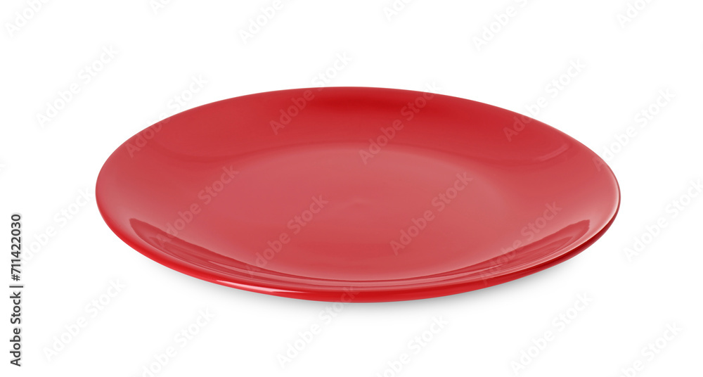 One beautiful red plate isolated on white One beautiful red plate isolated on white