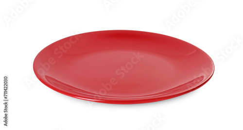 One beautiful red plate isolated on white