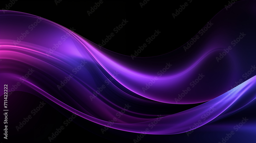 Obraz premium Néon effet flou, vague en mouvement, violet, mauve sur fond noir. Pour conception et création graphique, bannière.