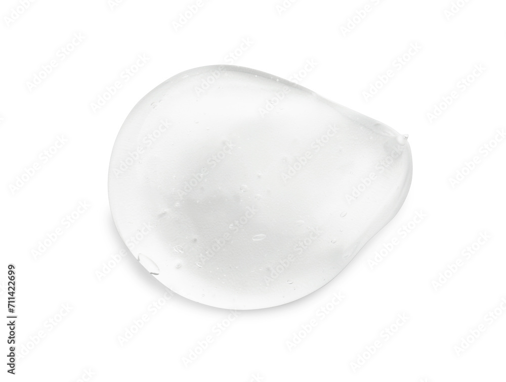 Drop of clear cosmetic gel isolated on white, top view Drop of clear cosmetic gel isolated on white, top view
