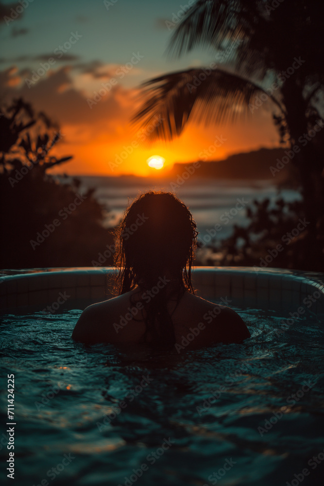 silhouette of a woman in a swimsuit on the background of the ocean. silhouette of a woman in a swimsuit on the background of the ocean.