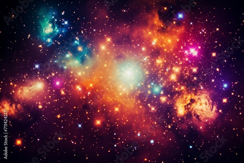 Vibrant Cosmos and Starscape with Galactic Nebulae © Psykromia