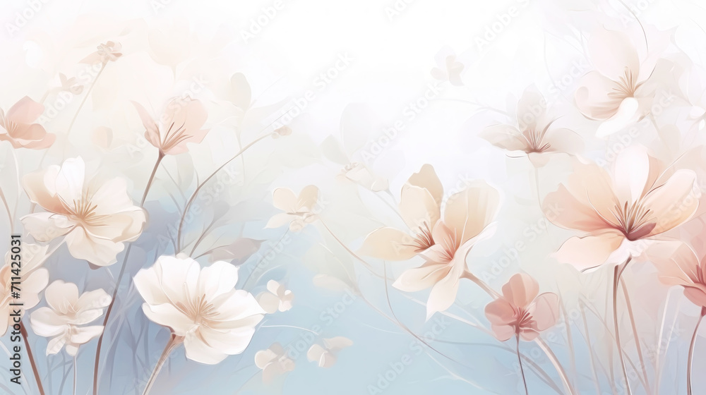 Elegant tiny flowers transparent watercolour background. Pastel colour palette. Generative AI