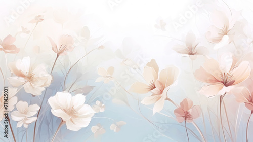 Elegant tiny flowers transparent watercolour background. Pastel colour palette. Generative AI © AngrySun