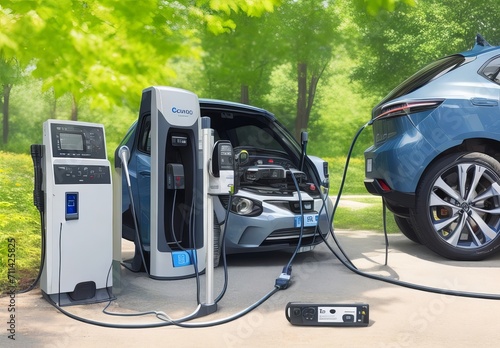 Electric car charging, illustration
