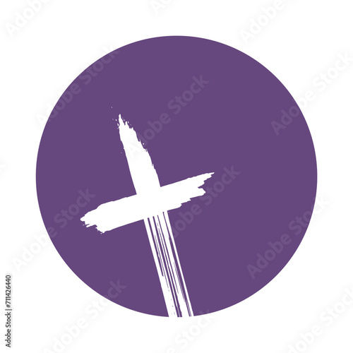 Grunge style christian cross icon for Ash Wednesday web banner or social graphic. The first day of Lent is a holy day of prayer and fasting.