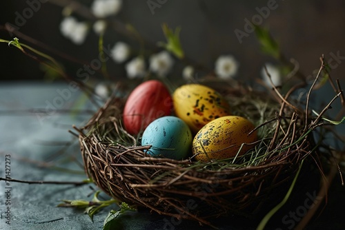 easter eggs in nest