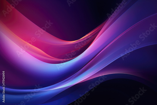 Abstract shiny purple curve shape on black background.