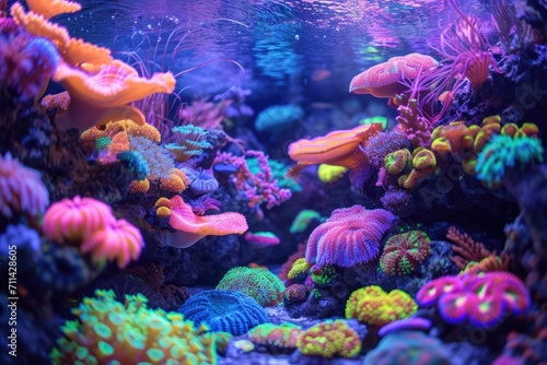 Vibrant Neon Undersea Coral Reef