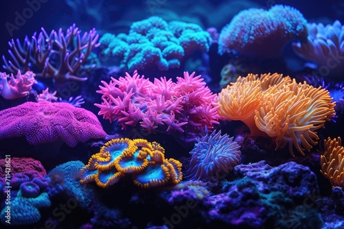 Vibrant Neon Undersea Coral Reef