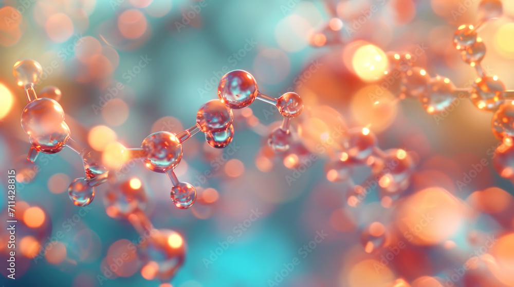 Scientific backdrop. Molecular structure at atomic level. Pastel background. Medical technology concept. Generative AI - obrazy, fototapety, plakaty 