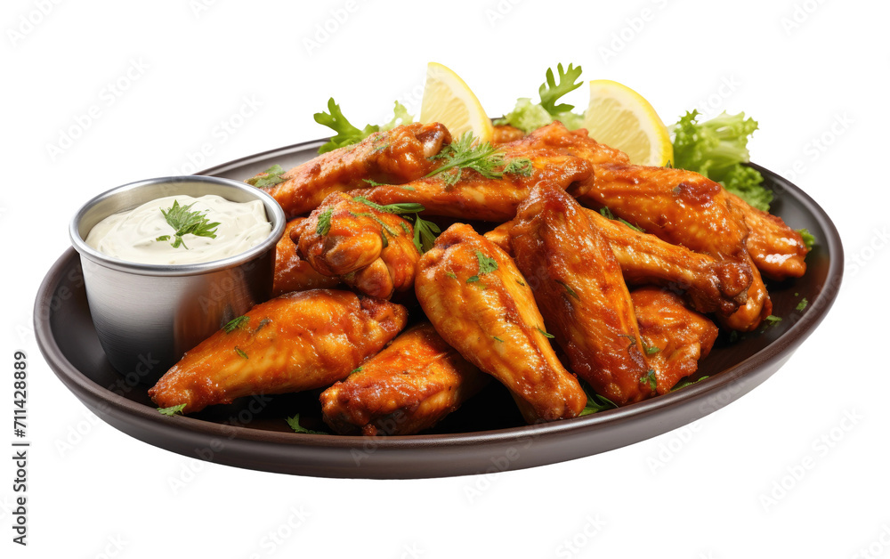 Chicken Wings Platter, A Spicy Culinary Affair on White or PNG Transparent Background Chicken Wings Platter, A Spicy Culinary Affair on White or PNG Transparent Background