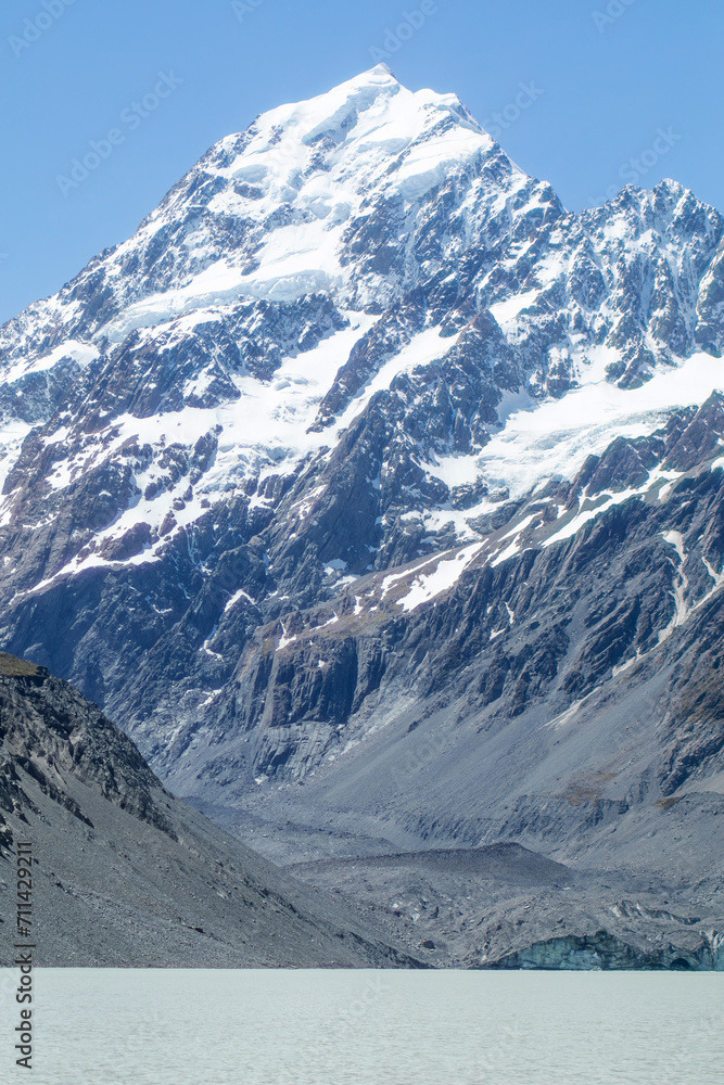 Obraz premium Glacier in the Mount Cook National Park in New Zealand. Travel
