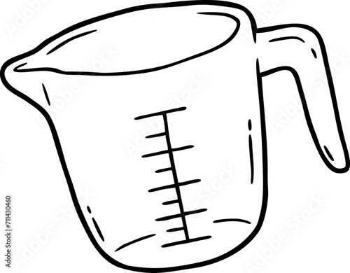 Vector Cartoon Glass Measuring Cup Line Art