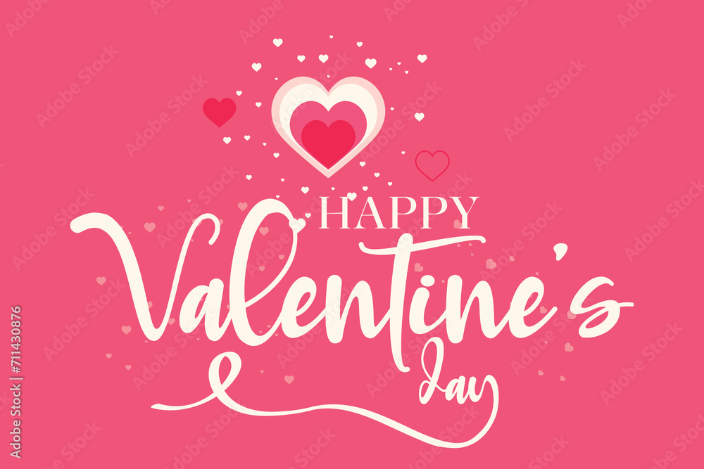 Happy Valentine's Day vector background. Happy Valentine's Day greeting text with hearts