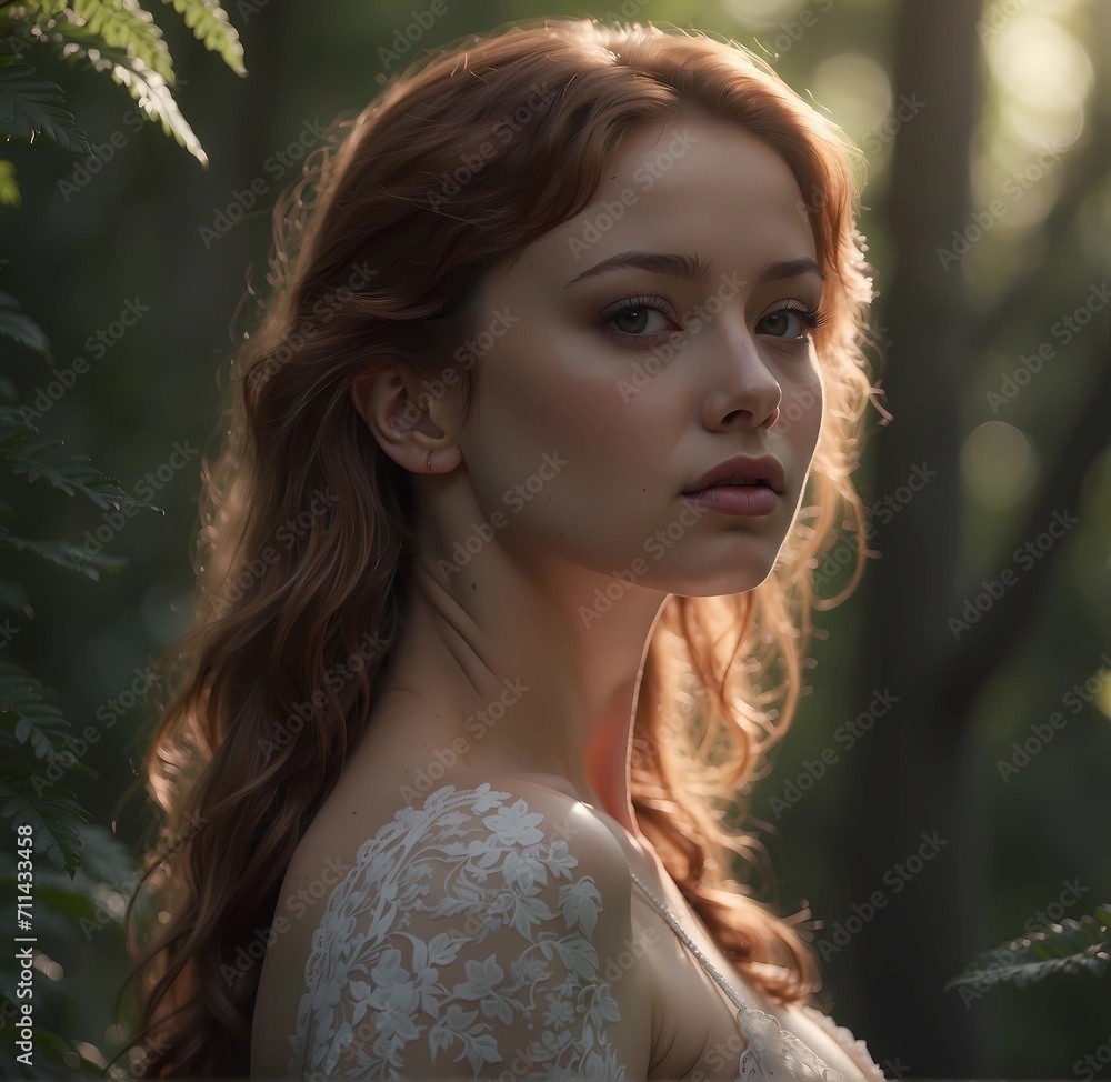Portrait of a beautiful girl in a forest Portrait of a beautiful girl in a forest