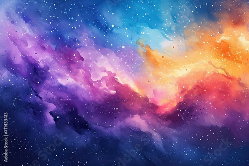 Cosmic Vibrancy  Watercolor Galaxy Painting