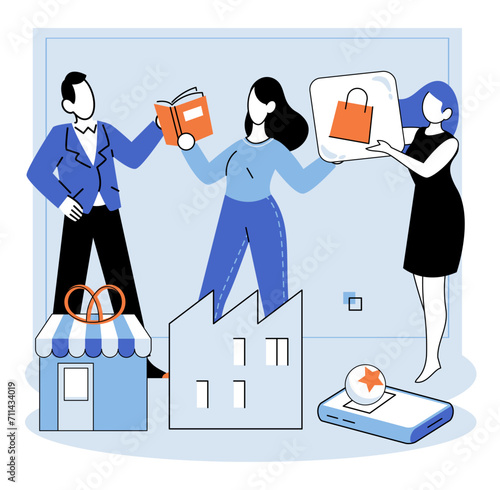 Business Association. Vector illustration. Partnerships can leverage complementary strengths and resources for mutual benefit Professional networks facilitate knowledge sharing and career advancement