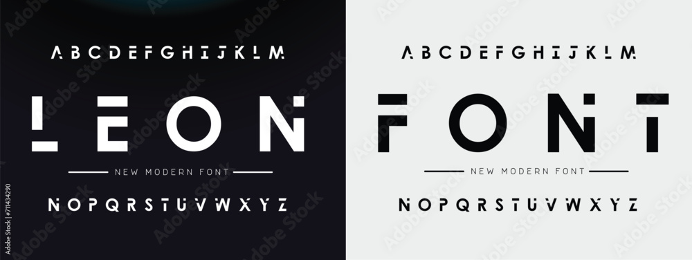 Futuristic sc ifi alphabet font. digital space typography vector illustration design - obrazy, fototapety, plakaty 