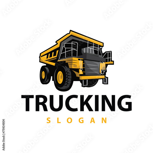 Truck logo heavy vehicle mining truck transportation design vector illustration template