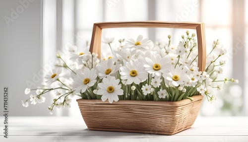 bouquet of flowers in a basket