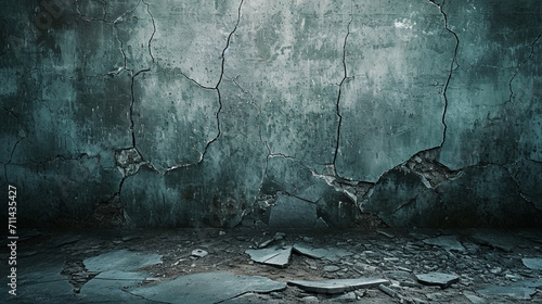 old aged concrete wall background and dirty floor in abandoned building