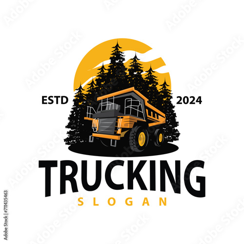 Truck logo heavy vehicle mining truck transportation design vector illustration template