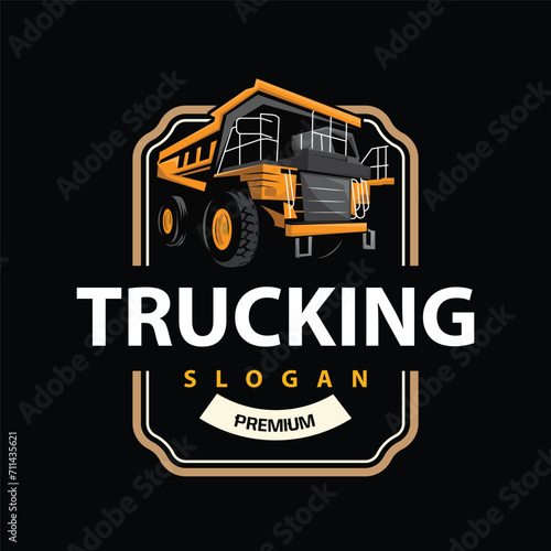 Truck logo heavy vehicle mining truck transportation design vector illustration template