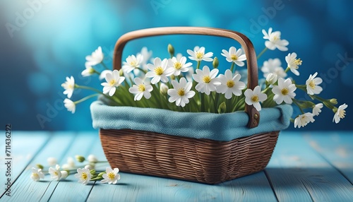bouquet of flowers in a basket