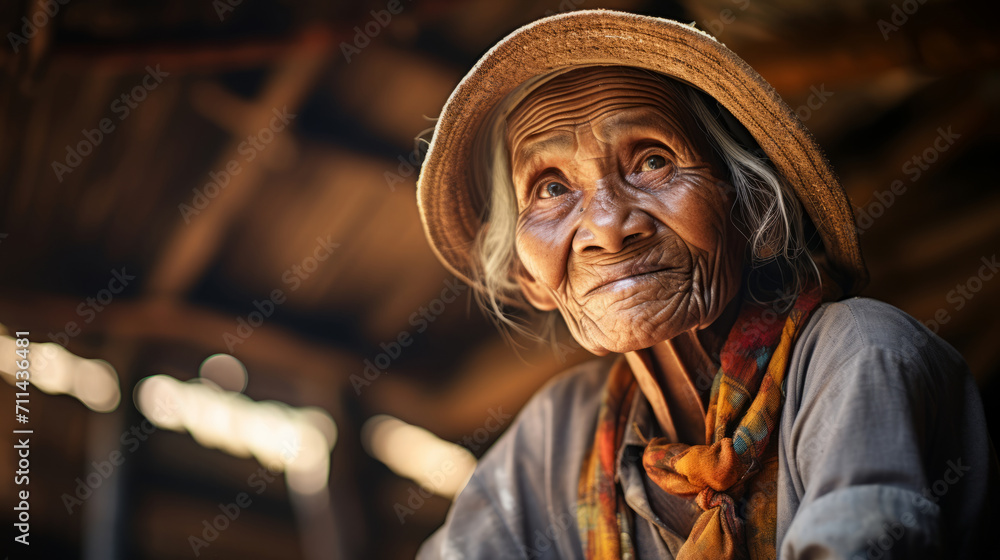 Portrait of an old village woman indoors. Asian Indian ethnicity Portrait of an old village woman indoors. Asian Indian ethnicity