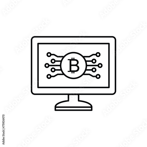 Bitcoin mining icon vector cryptocurrency icon