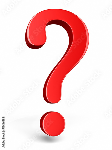 3d render red question mark (isolated on white and clipping path) 