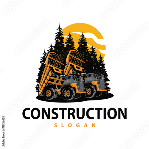 Truck logo heavy vehicle mining truck transportation design vector illustration template