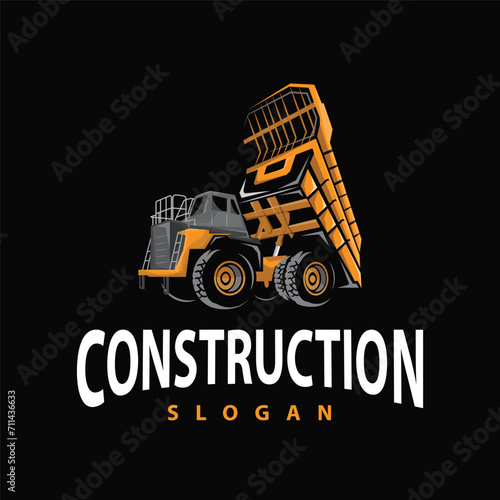 Truck logo heavy vehicle mining truck transportation design vector illustration template