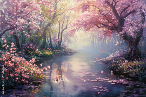 "Enchanted Garden in Bloom", spring art