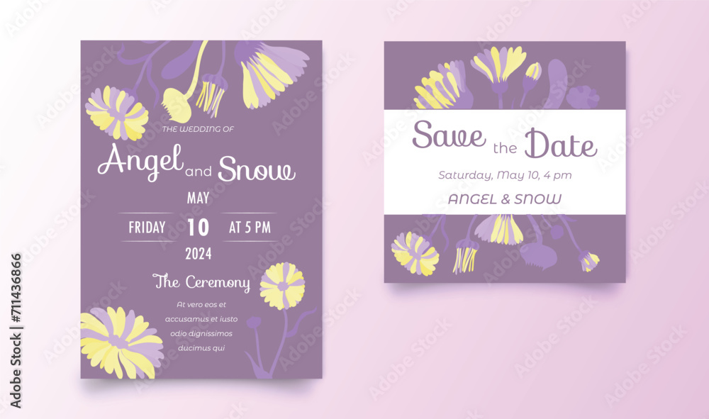 Two invitation cards for the wedding celebration Two invitation cards for the wedding celebration