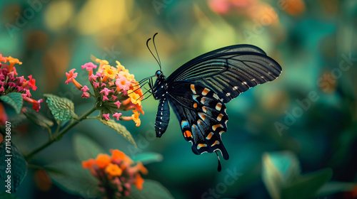 A butterfly perched on a flower.