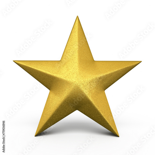 3d render Gold Star  isolated on white and clipping path  