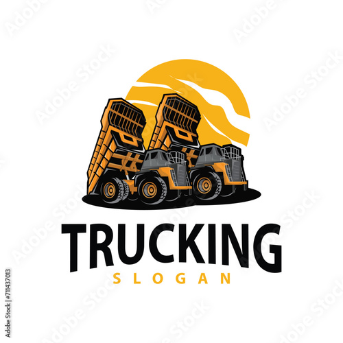 Truck logo heavy vehicle mining truck transportation design vector illustration template