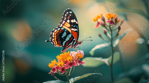 A butterfly perched on a flower.