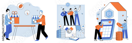 Local business. Vector illustration. Profitable business operations ensure sustainability and enable businesses to invest in growth Business finance and industry insights provide valuable information