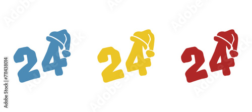 icon of the 24th year  new year on a white background  vector illustration