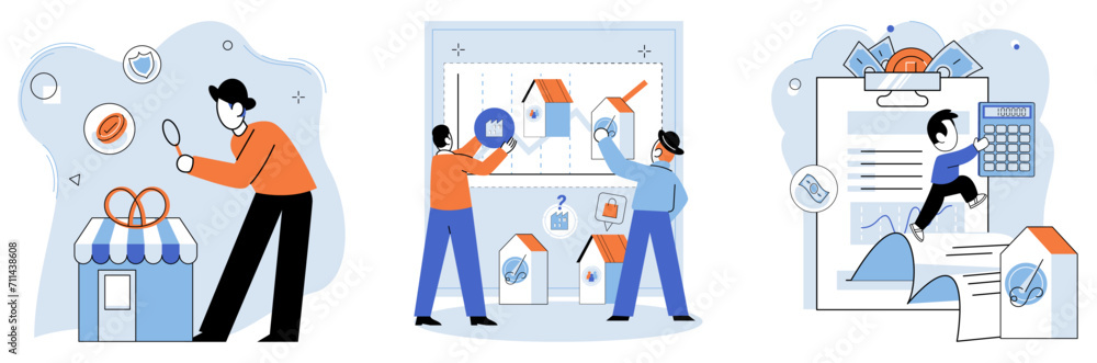 Local business. Vector illustration. Efficient organization resources and processes is crucial for businesses to achieve economic sustainability Economic conditions impact profitability and growth Local business. Vector illustration. Efficient organization resources and processes is crucial for businesses to achieve economic sustainability Economic conditions impact profitability and growth